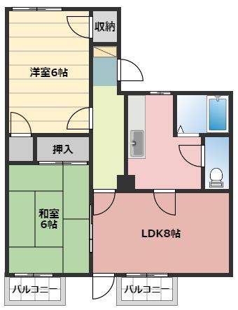 マリア21 A(2LDK/2階)の間取り写真