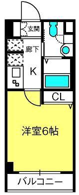 TM美園(1K/1階)の間取り写真