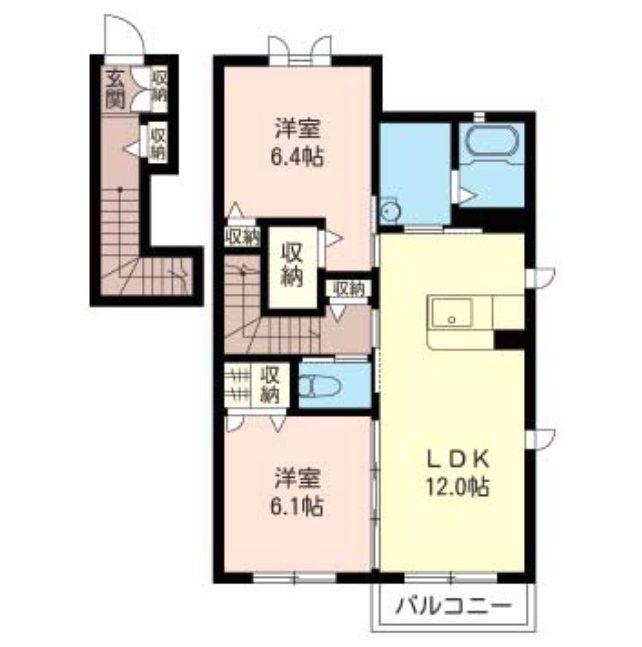 SHA MAISON シャーメゾン吉沢(2LDK/2階)の間取り写真