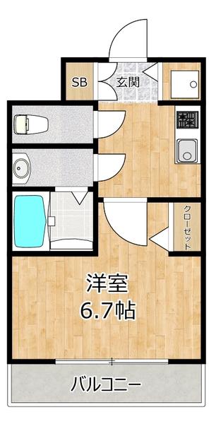 セオリー大阪フルール(1K/2階)の間取り写真