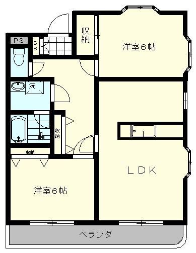 ルーラルパーク(2LDK/3階)の間取り写真