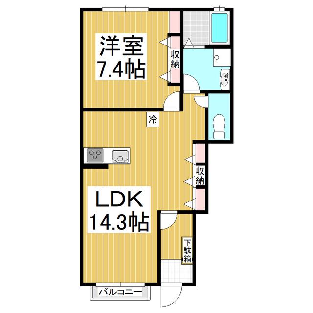 ウィズハイム大町(1LDK/1階)の間取り写真