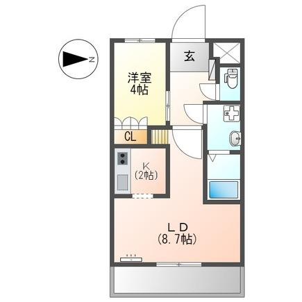 エクセルハイムあしかり(1LDK/1階)の間取り写真