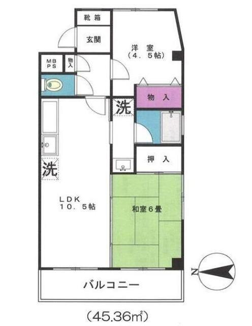 ペガサス鷺宮(2LDK/1階)の間取り写真