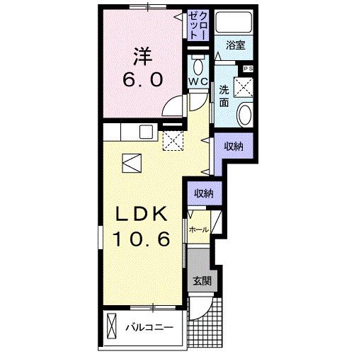 ベル ウッド(1LDK/1階)の間取り写真