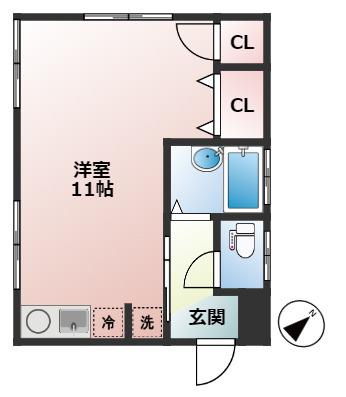 田口ビル(ワンルーム/3階)の間取り写真