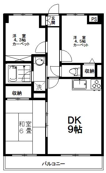 ライオンズガーデン和光(3DK/2階)の間取り写真