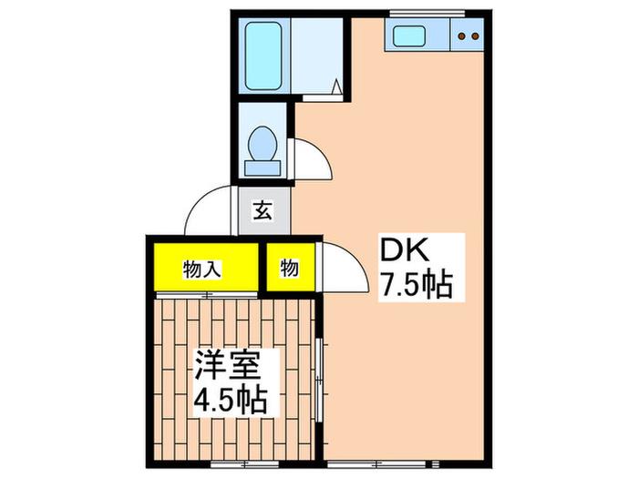 ルミエール湘南(1DK/1階)の間取り写真