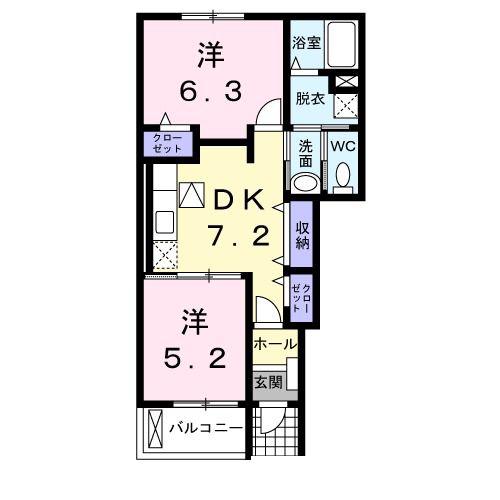 サンライズI(2DK/1階)の間取り写真