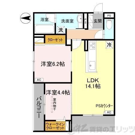 TORISIA千里丘I(2LDK/1階)の間取り写真