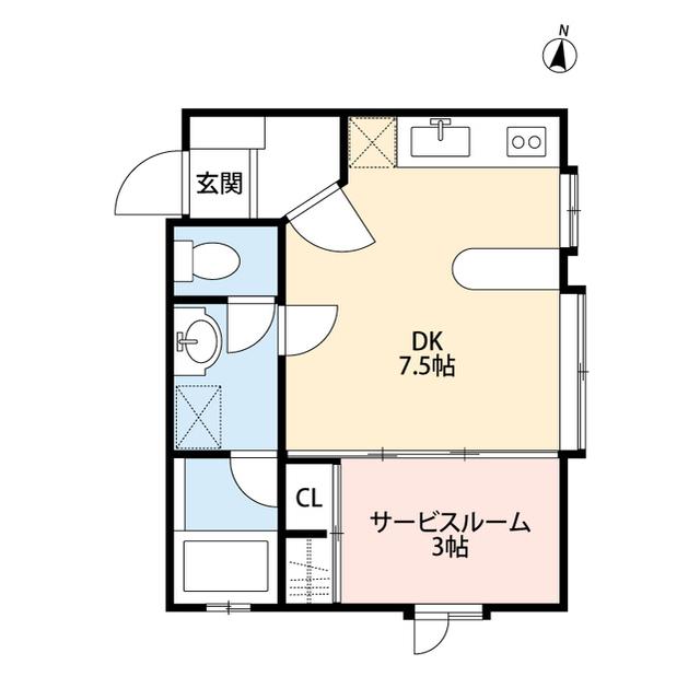 フレンド沼垂(1SK/2階)の間取り写真
