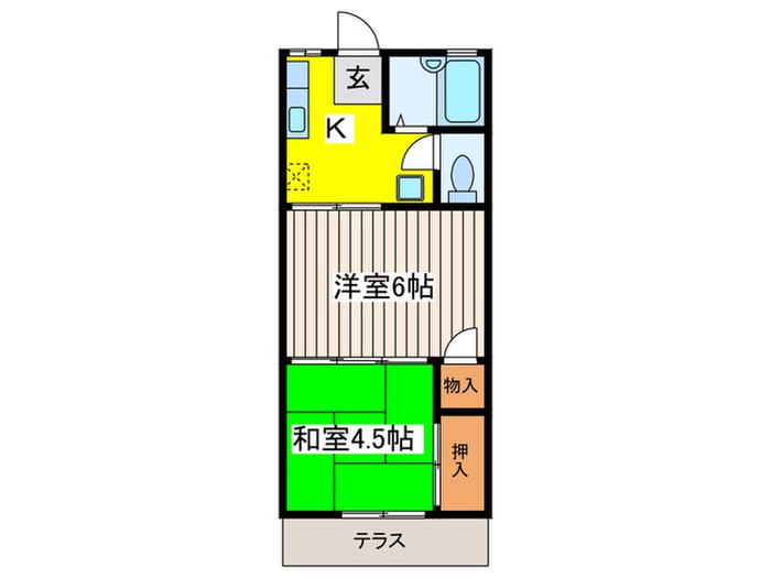コーポ三鈴A棟(2K/1階)の間取り写真
