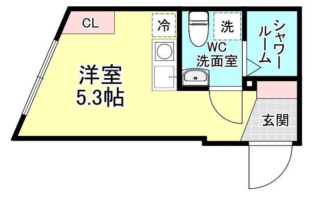 ジュリアス哲学堂 住居(ワンルーム/3階)の間取り写真