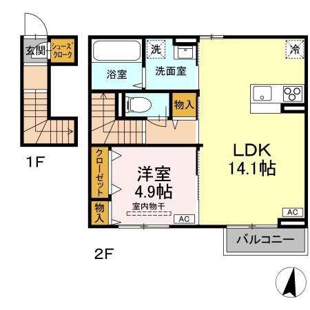 ベアーズマンション II(1LDK/2階)の間取り写真