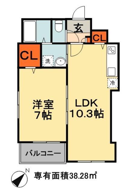 レフィーユ(1LDK/4階)の間取り写真
