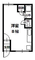 グリーンハイツA(ワンルーム/1階)の間取り写真