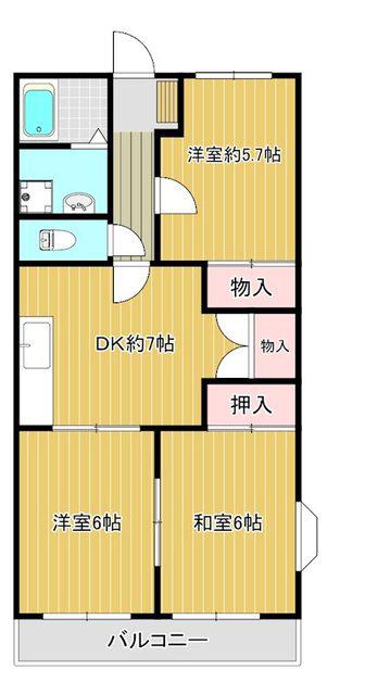 オステンハイム(3DK/2階)の間取り写真