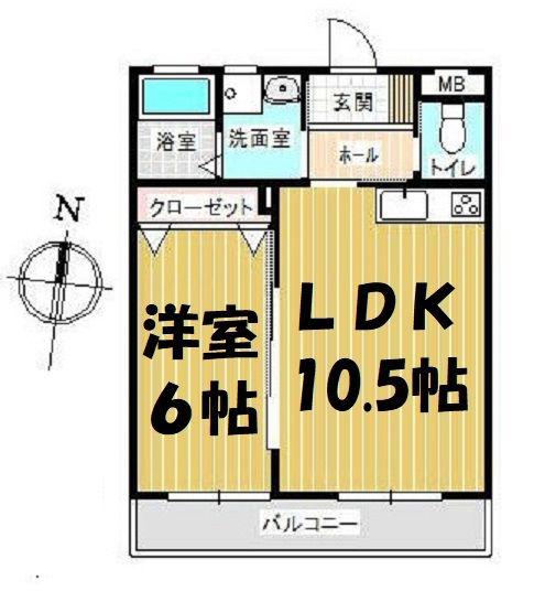 ウィングコートC(1LDK/1階)の間取り写真