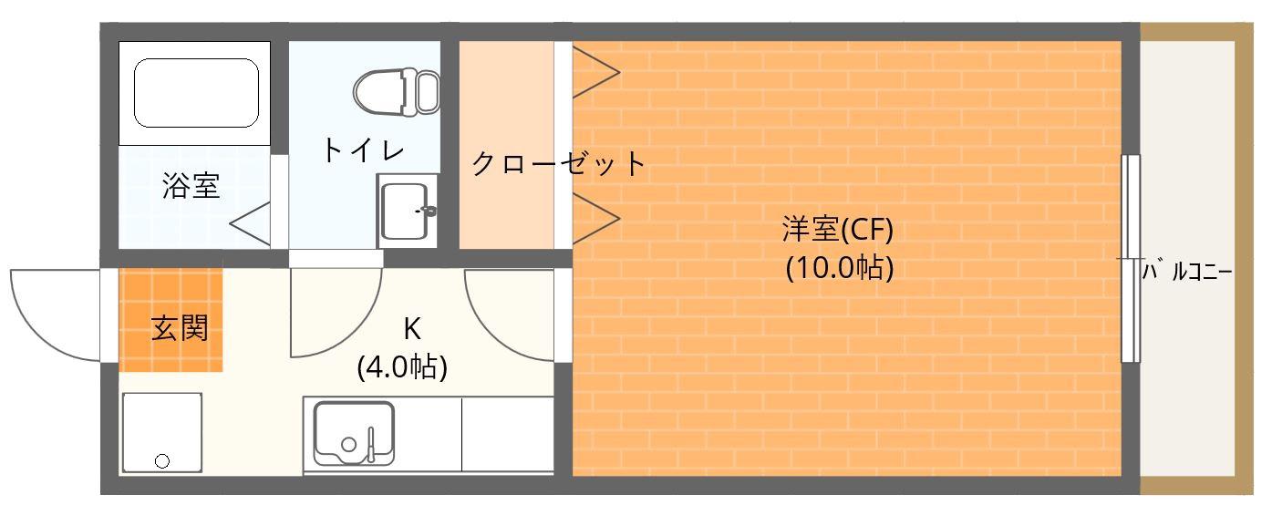 プラテリーア(1K/2階)の間取り写真