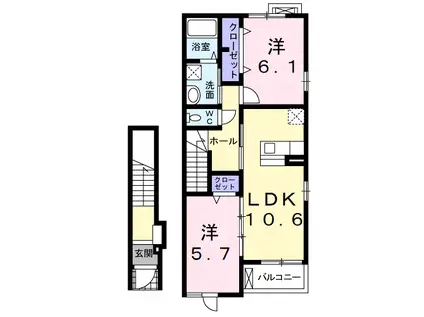 ガーデンハウスすみれ(2LDK/2階)の間取り写真