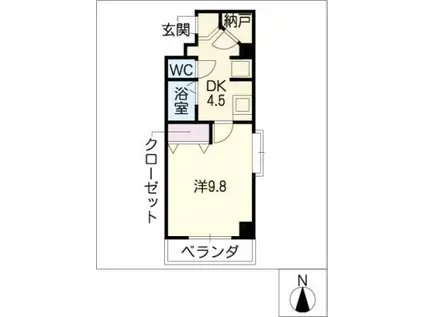 覚王山グランド井筒(1DK/6階)の間取り写真