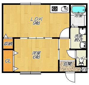 トモエハイツ7号館(1LDK/2階)の間取り写真