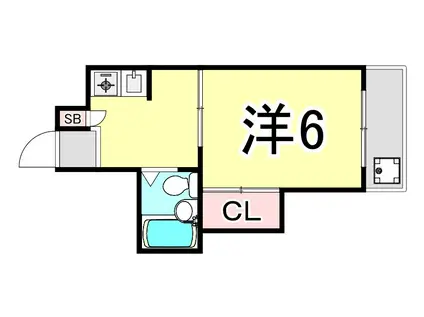 ディア夙川(1K/4階)の間取り写真