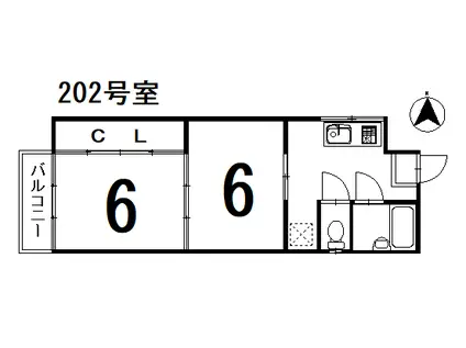 プルミエール東山二条(2K/2階)の間取り写真