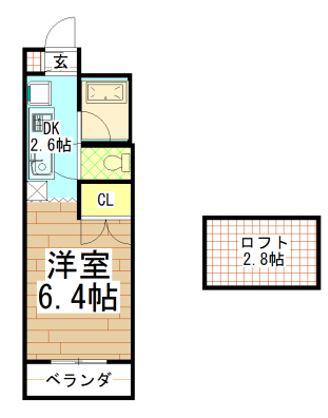 メイプルコート広原(1K/1階)の間取り写真