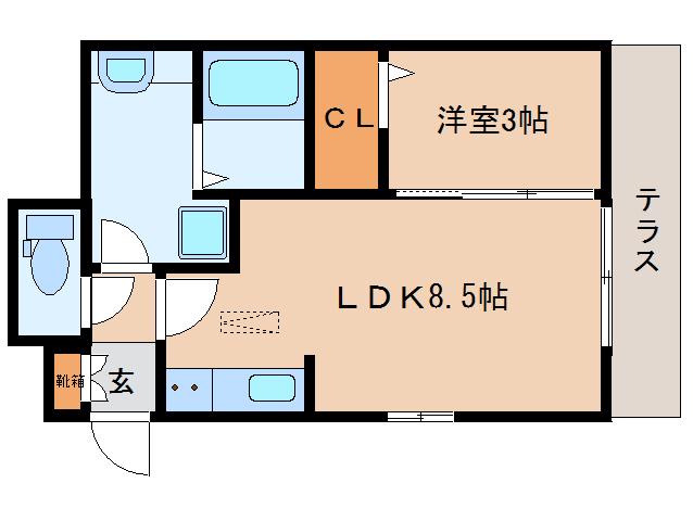 ミコルミナス(1LDK/1階)の間取り写真