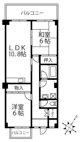 ウエストキャナル(2LDK/2階)の間取り写真