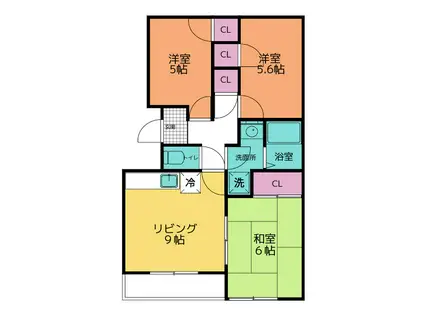 ガーデンヒル千葉寺(3DK/1階)の間取り写真