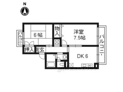 サンビエール桂坂(2DK/1階)の間取り写真