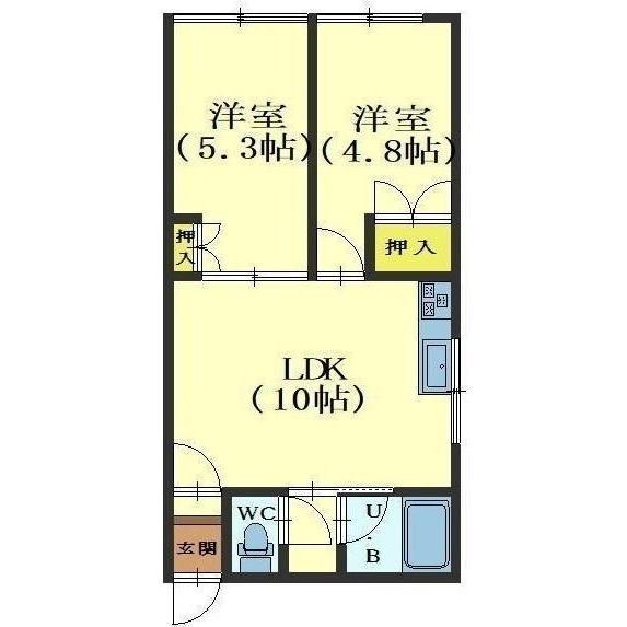 五稜郭パークハイツ(2LDK/1階)の間取り写真