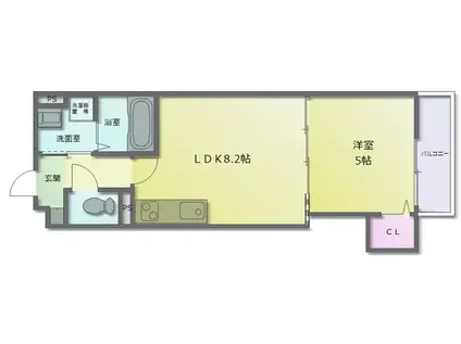 クリエオーレ大蓮東II(1LDK/3階)の間取り写真