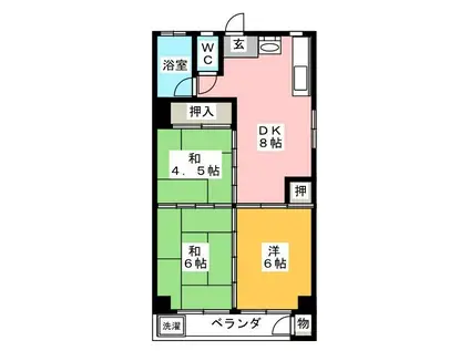 メゾンヤブタ(3DK/3階)の間取り写真