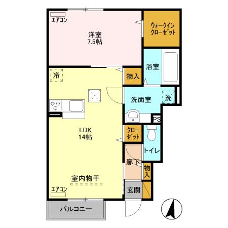 ケイ・ダビッドソン(1LDK/1階)の間取り写真