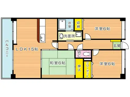 ホワイトキャッスル須賀(3LDK/3階)の間取り写真