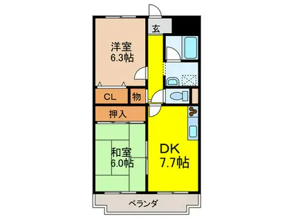 ホワイトBOX PARTII(2DK/3階)の間取り写真