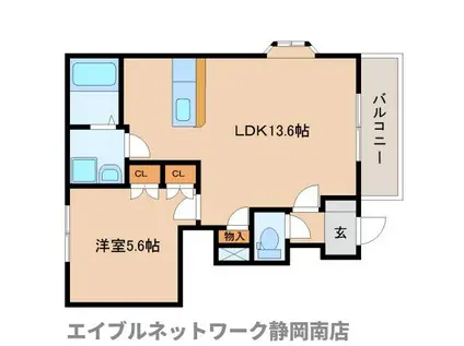 サンモール(1LDK/1階)の間取り写真