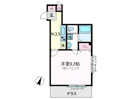 メゾン・ド・ソレイユ新中野(1K/1階)の間取り写真