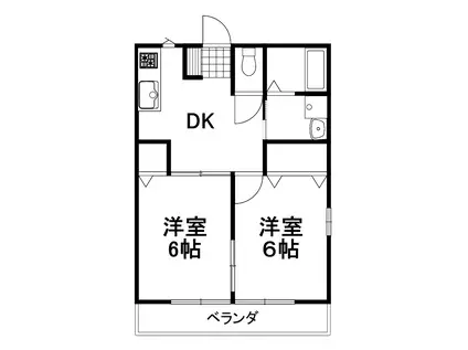レジデンス美幸(2DK/2階)の間取り写真