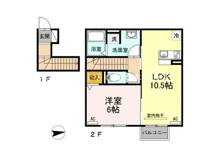 ビリーヴ(1LDK/2階)の間取り写真