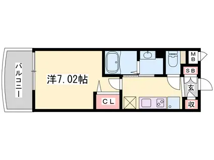 LUXE姫路(1K/2階)の間取り写真