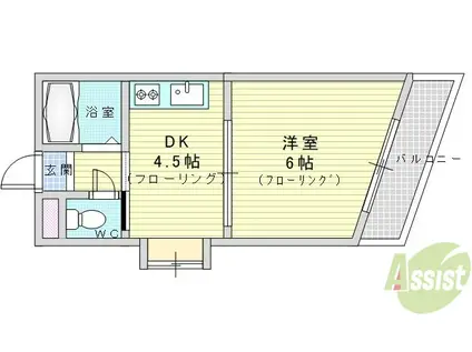 RIORA塚本Ⅱ(1DK/5階)の間取り写真