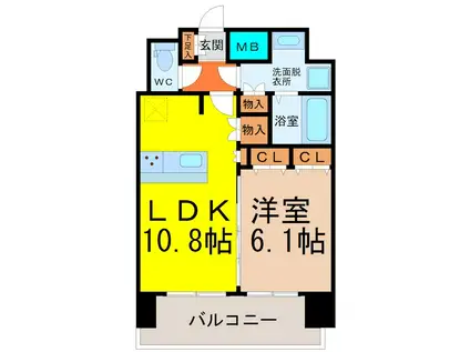 プレサンス桜通グレイス(1LDK/12階)の間取り写真