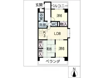 グランドール白旗(3LDK/3階)の間取り写真