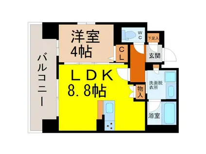 プレサンスロジェ高岳東桜(1LDK/4階)の間取り写真