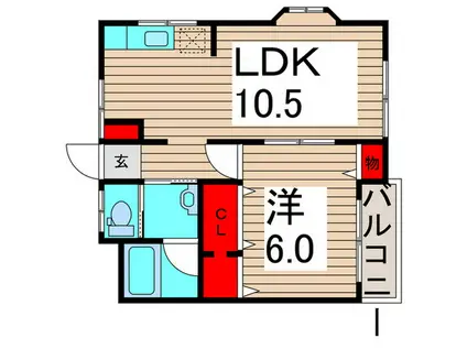 コーポ北嶋(1LDK/2階)の間取り写真