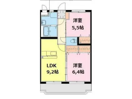 ファミリアODO(2LDK/3階)の間取り写真